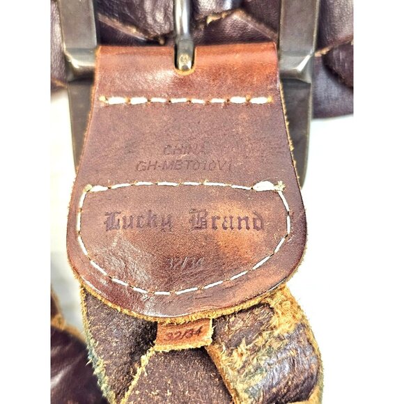 Lucky Brand Braided Leather Belt With Metal Buckle Dark Brown 32/34 - Picture 7 of 8